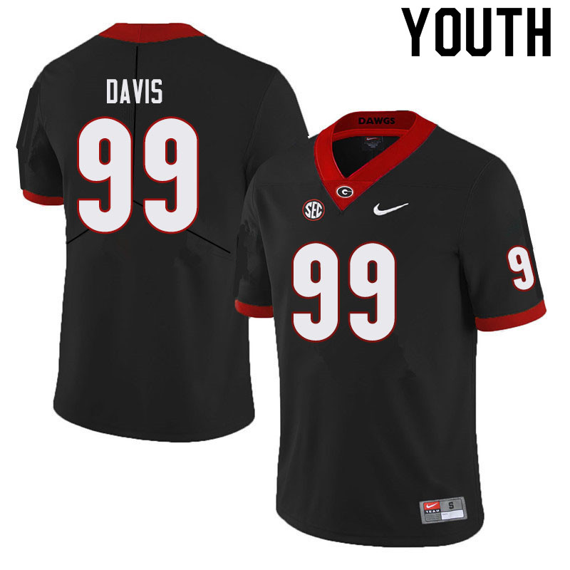 Youth #99 Jordan Davis Georgia Bulldogs College Football Jerseys Sale-Black - Click Image to Close